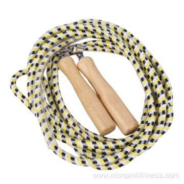 Wooden Handle Adjustable Cotton Rope Braided Skipping Rope
